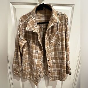 White fox flannel Plaid Button-Up Shirt